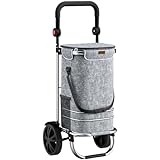MONZANA® 3in1 Einkaufstrolley 56L bis 40 kg klappbar abnehmbare Tasche Handwagen Einkaufswagen Einkaufshilfe Roller Grau